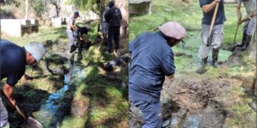 San Luis Agua trabaja en el mantenimiento del perilago del dique San Felipe