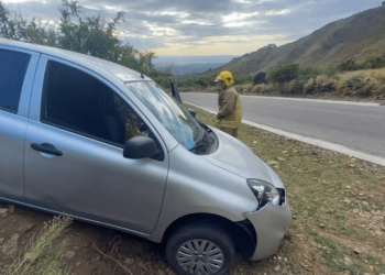 Merlo: un auto despistó y volcó en el camino al filo serrano