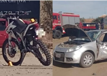 Un motociclista sufrió graves heridas tras chocar con un auto en el ingreso a la Villa de Merlo