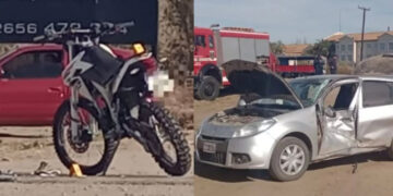 Un motociclista sufrió graves heridas tras chocar con un auto en el ingreso a la Villa de Merlo