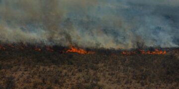 Trabajan en los últimos focos de incendios en San Martín y Quines