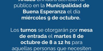 Buena Esperanza: Atención de ANSES este miércoles 09 de octubre