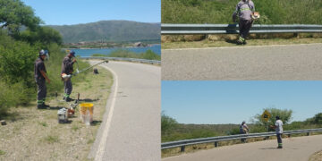 Realizaron trabajos de mantenimiento en el perilago del dique Las Palmeras