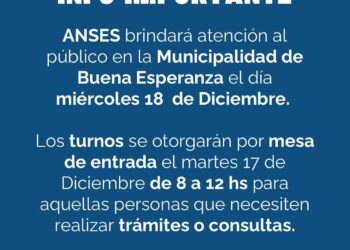 Buena Esperanza: información sobre Atención de Anses este 18 de diciembre