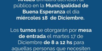 Buena Esperanza: información sobre Atención de Anses este 18 de diciembre