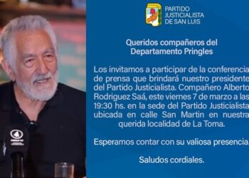 Alberto Rodríguez Saá estará en el Departamento Pringles