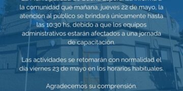 Buena Esperanza: La Municipalidad atenderá con horario reducido este jueves