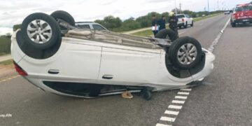 Vuelco en la Autopista Serranías Puntanas en cercanias a Balde