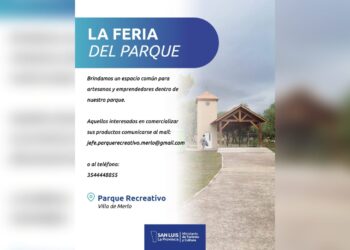 VILLA DE MERLO: Convocan a emprendedores y artesanos a sumarse a la ‘Feria del Parque’