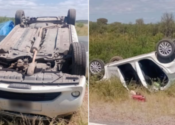 Una mujer resultó herida tras el vuelco de un automóvil en la ruta nacional 20