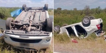 Una mujer resultó herida tras el vuelco de un automóvil en la ruta nacional 20
