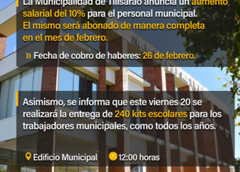 La Municipalidad de Tilisarao anuncia un aumento salarial del 10% para el personal municipal.