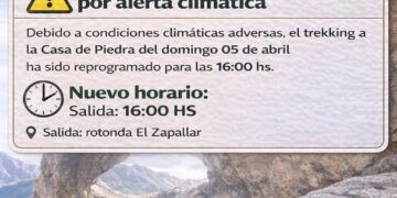 Reprograman por cuestión climatológica el trekking previsto para esta tarde en Quines