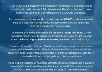 Buena Esperanza actualiza la tasa de ABL ante la caída de recursos y busca garantizar servicios esenciales