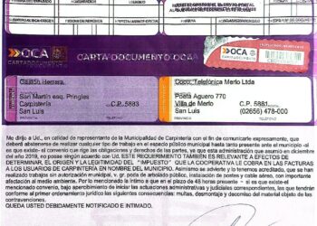 Carpintería intimó a la Cooperativa de Merlo por el cobro de un “falso impuesto” y obras sin autorización