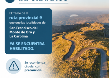 Habilitaron ruta 9 tramo San Francisco – La Carolina